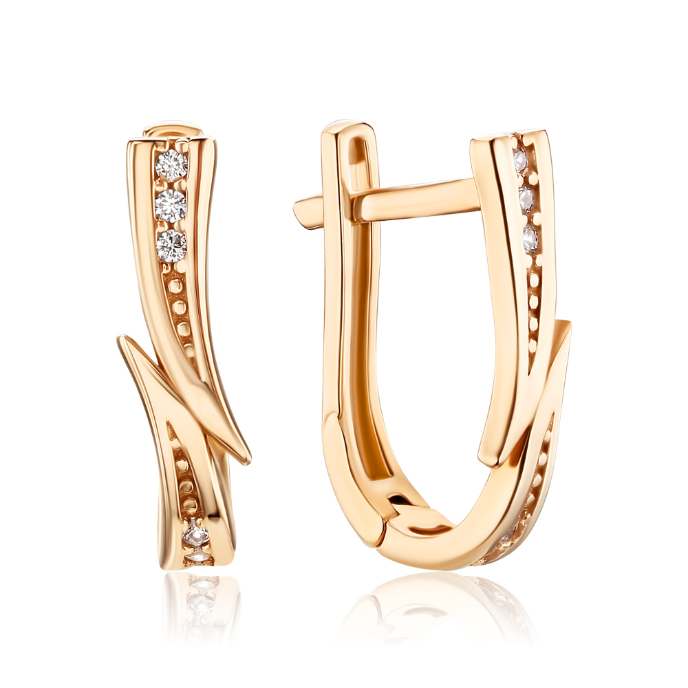 Золотые серьги с фианитами F-2852-E/01/1