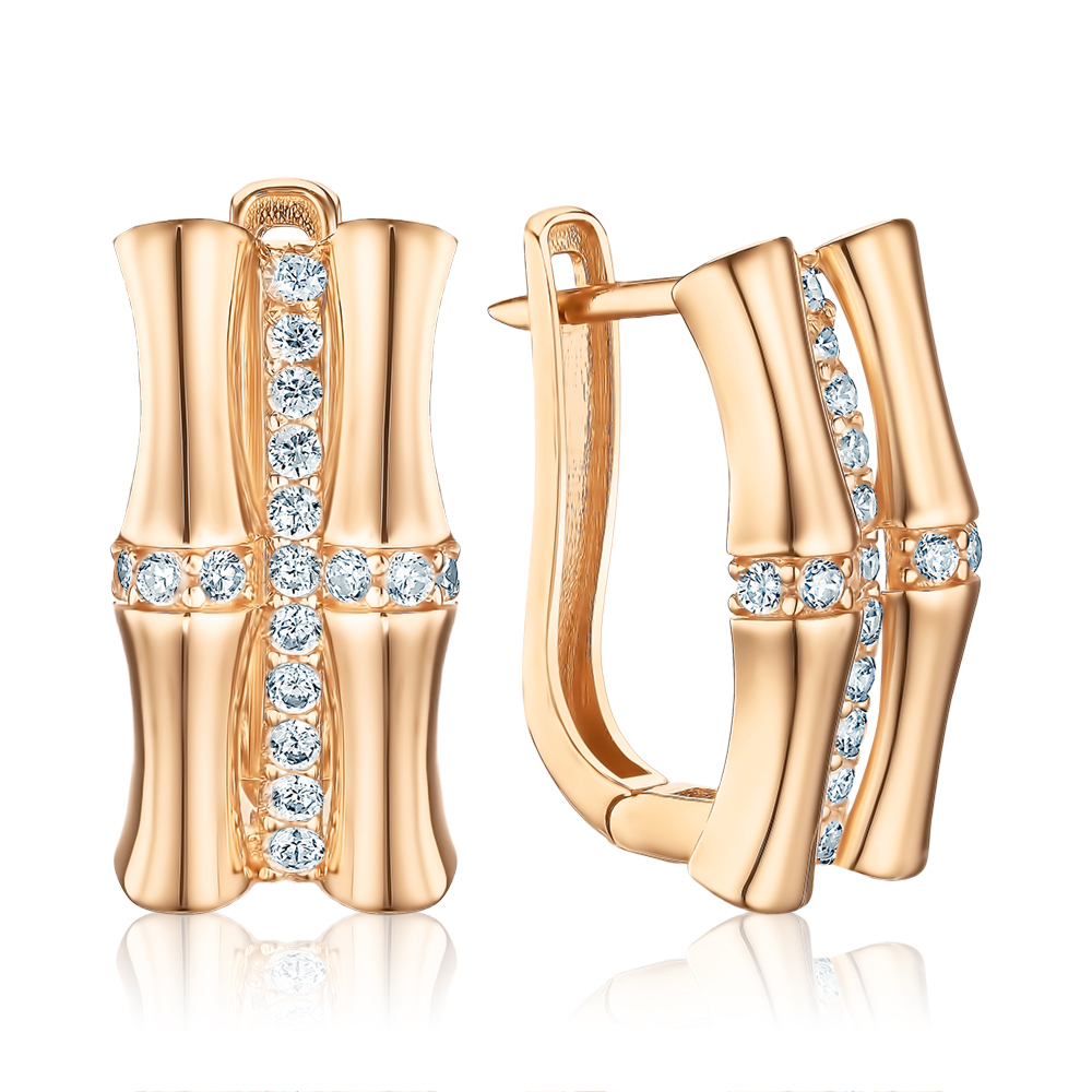 Золоті сережки з фіанітами F-806-E/01/1