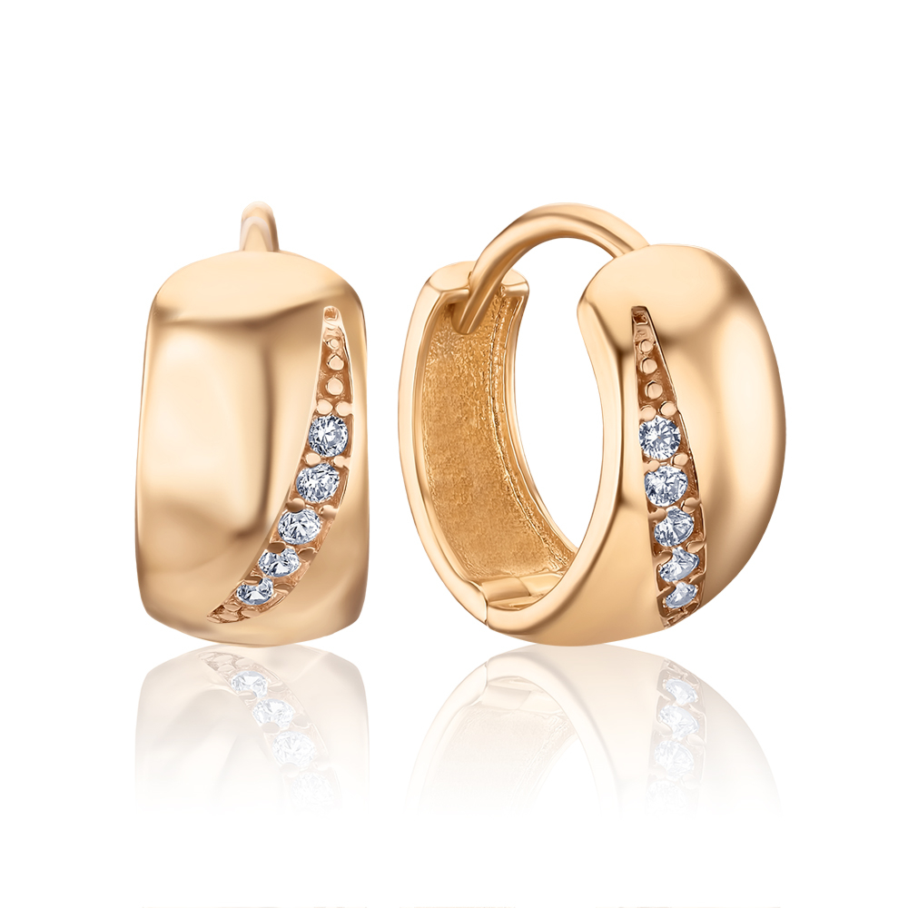 Золотые серьги-конго с фианитами F-837-E/01/1