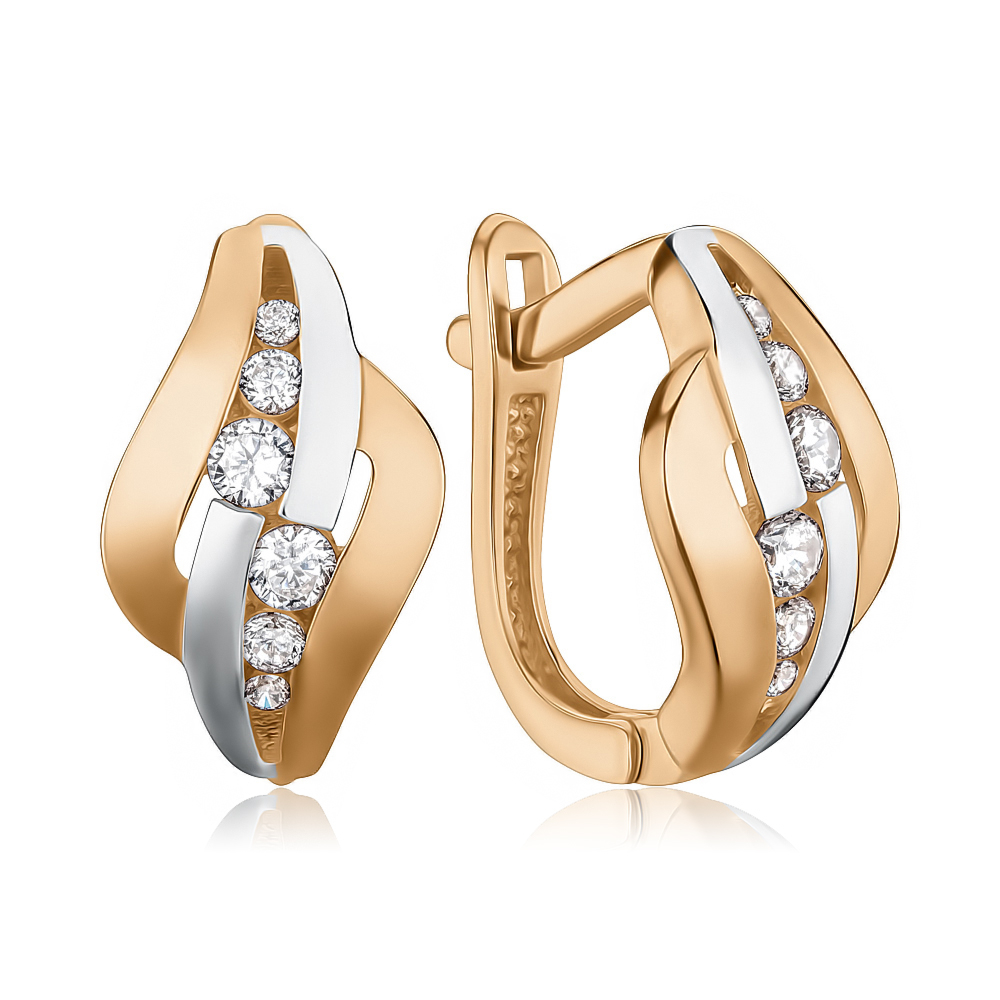 Золоті сережки з фіанітами F-864-E/01/1