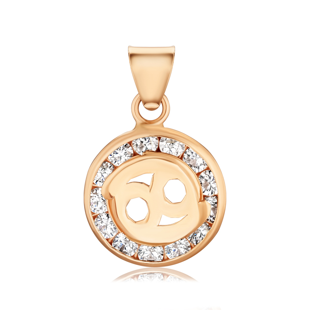 Золотая подвеска-зодиак «Рак» с фианитами F-952-4-P/01/1