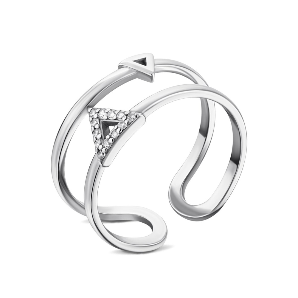 Фаланговое серебряное кольцо с фианитами. Артикул UG581696б