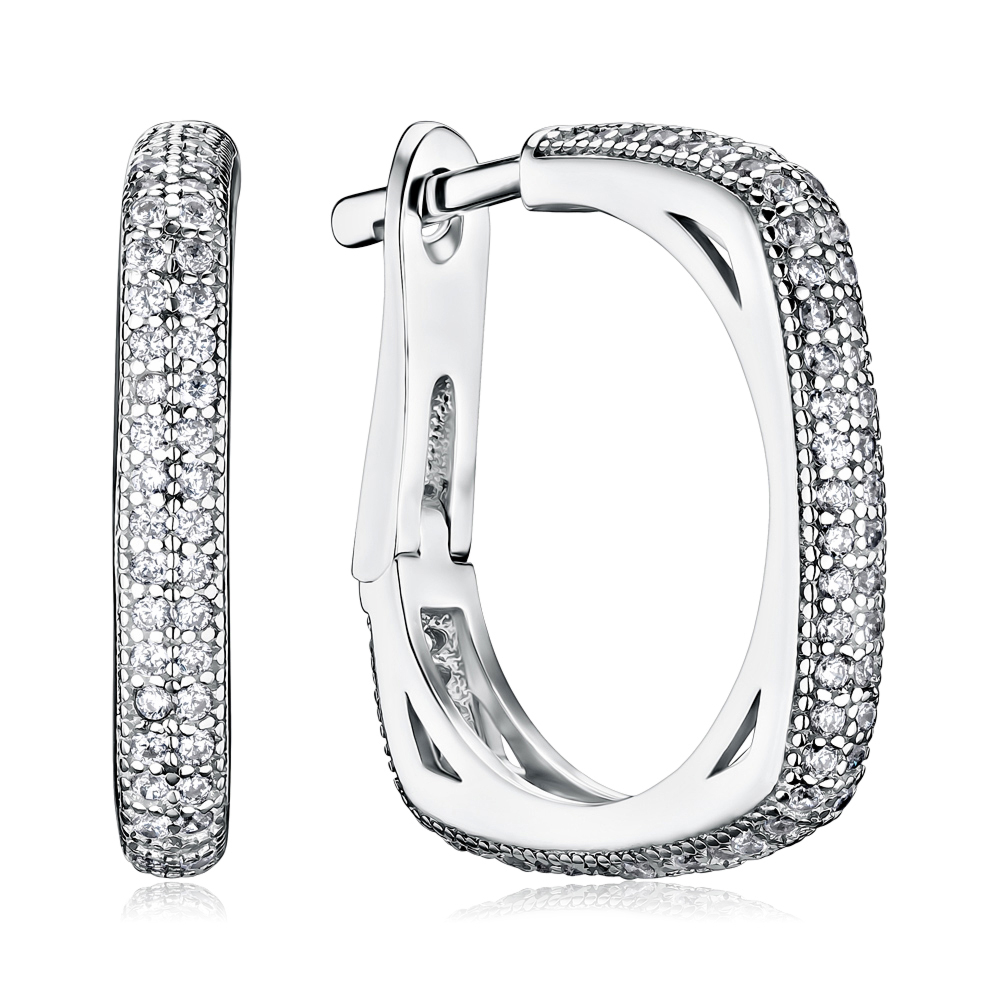 Срібні сережки з фіанітами FE10637