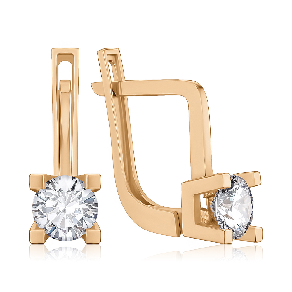 Золотые серьги с фианитом G-1223-E/01/1