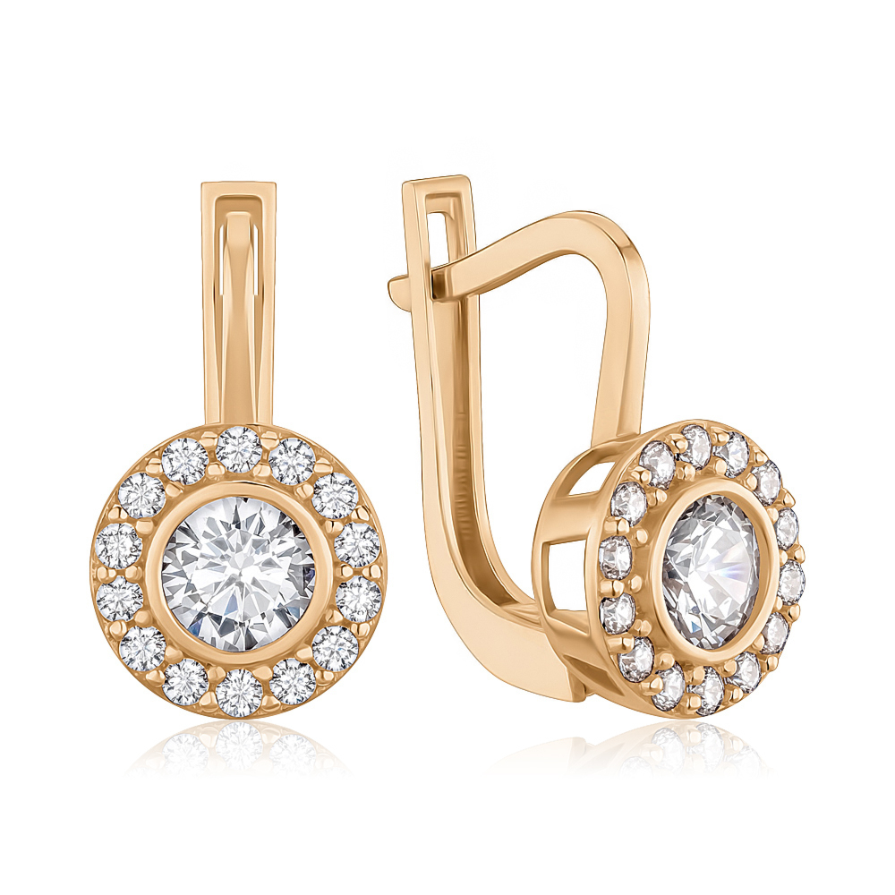 Золотые серьги с фианитами G-1232-E/01/1