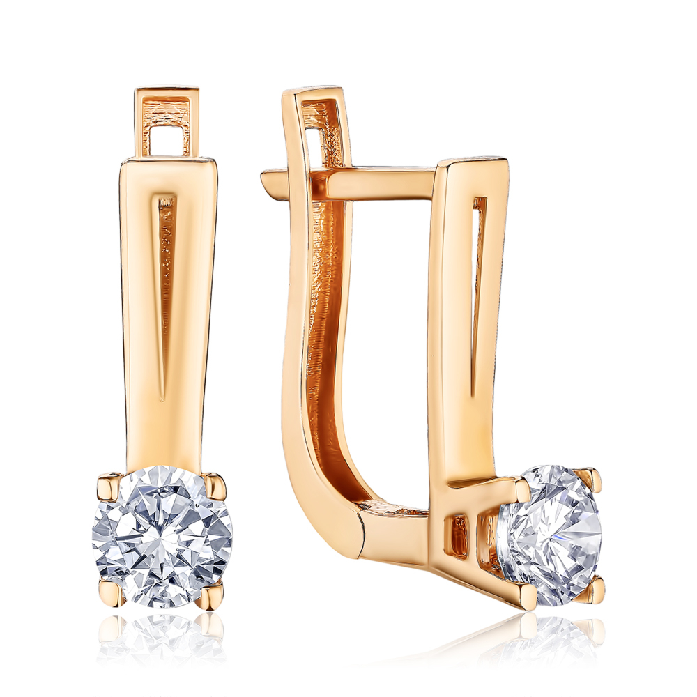 Золоті сережки з фіанітом G-1648-E/01/1