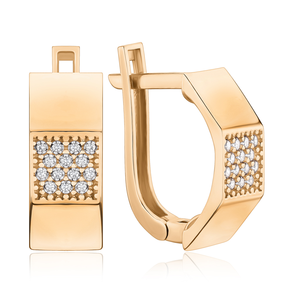 Золотые серьги с фианитами G-1679-E/01/1