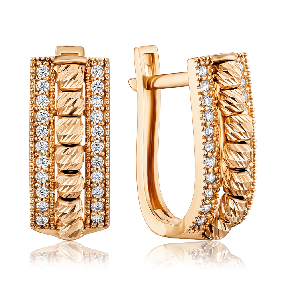 Золотые серьги с фианитами G-1682-E/01/1