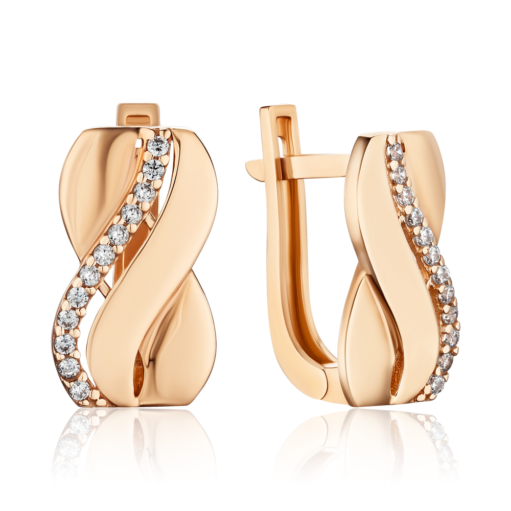 Золотые серьги с фианитами G-1940-E/01/1