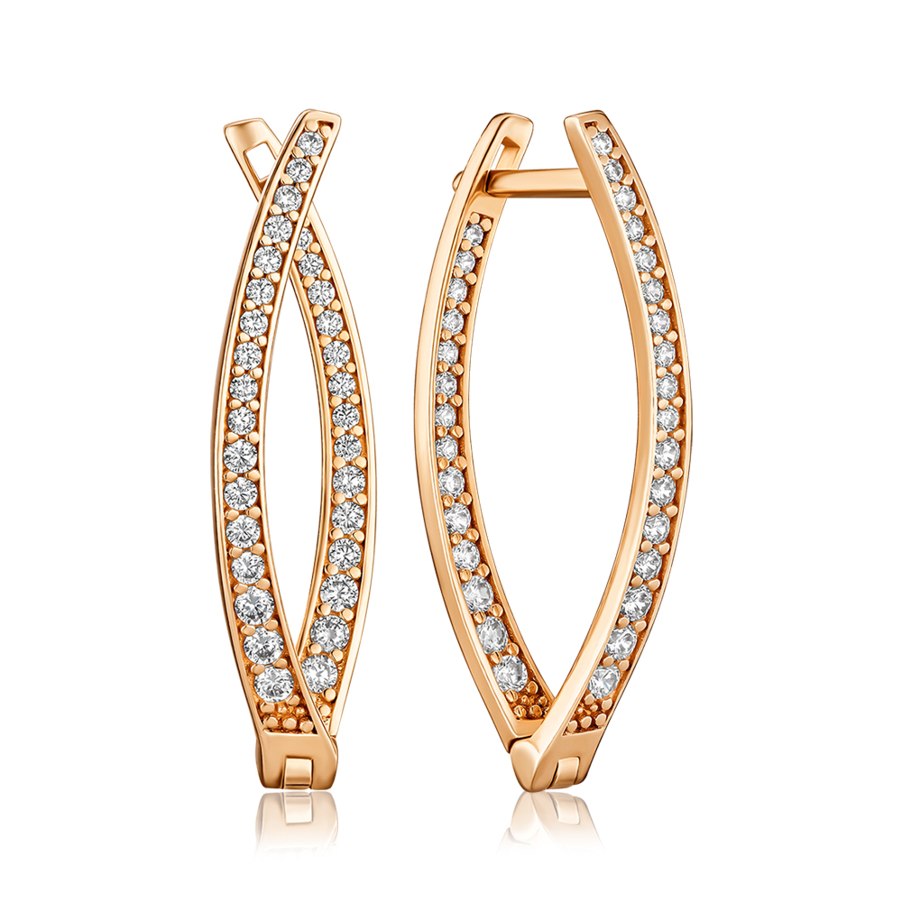 Золотые серьги с фианитами G-1999-E/01/1