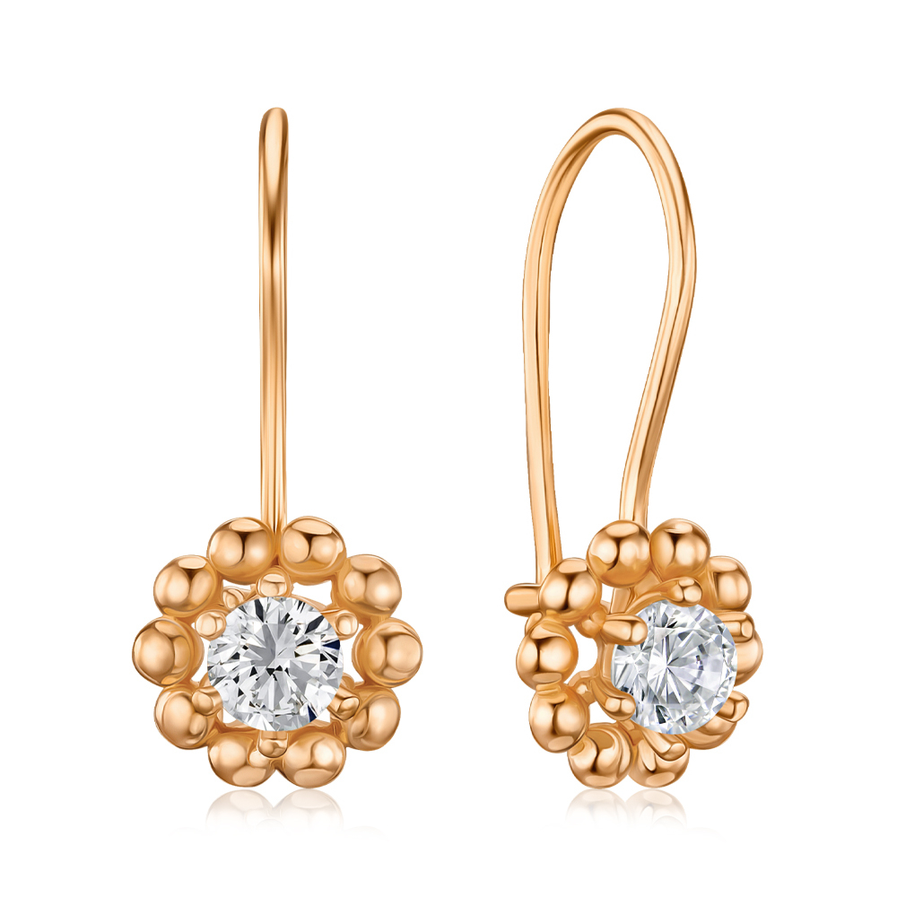 Золоті сережки з фіанітами G-3616-E/01/1