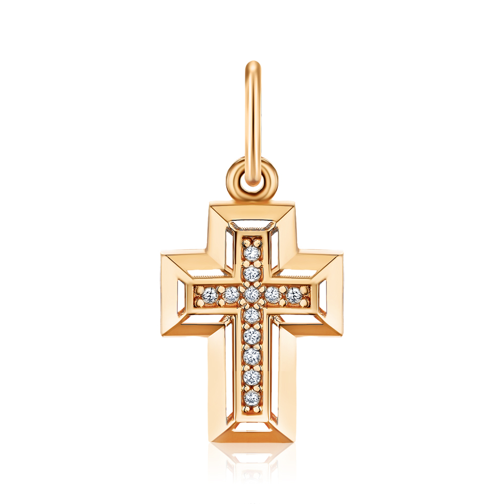 Золотой крестик с фианитами G-3833-P/01/1