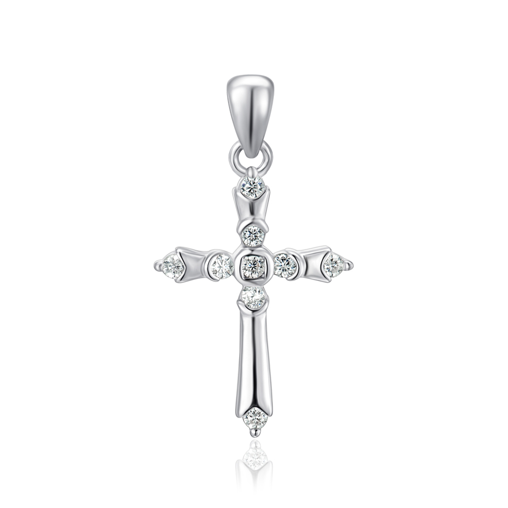 Серебряный крестик с фианитами. Артикул G00019-P/12/1