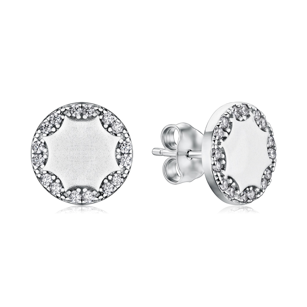 Срібні сережки з фіанітами GE02296A-E/12/1