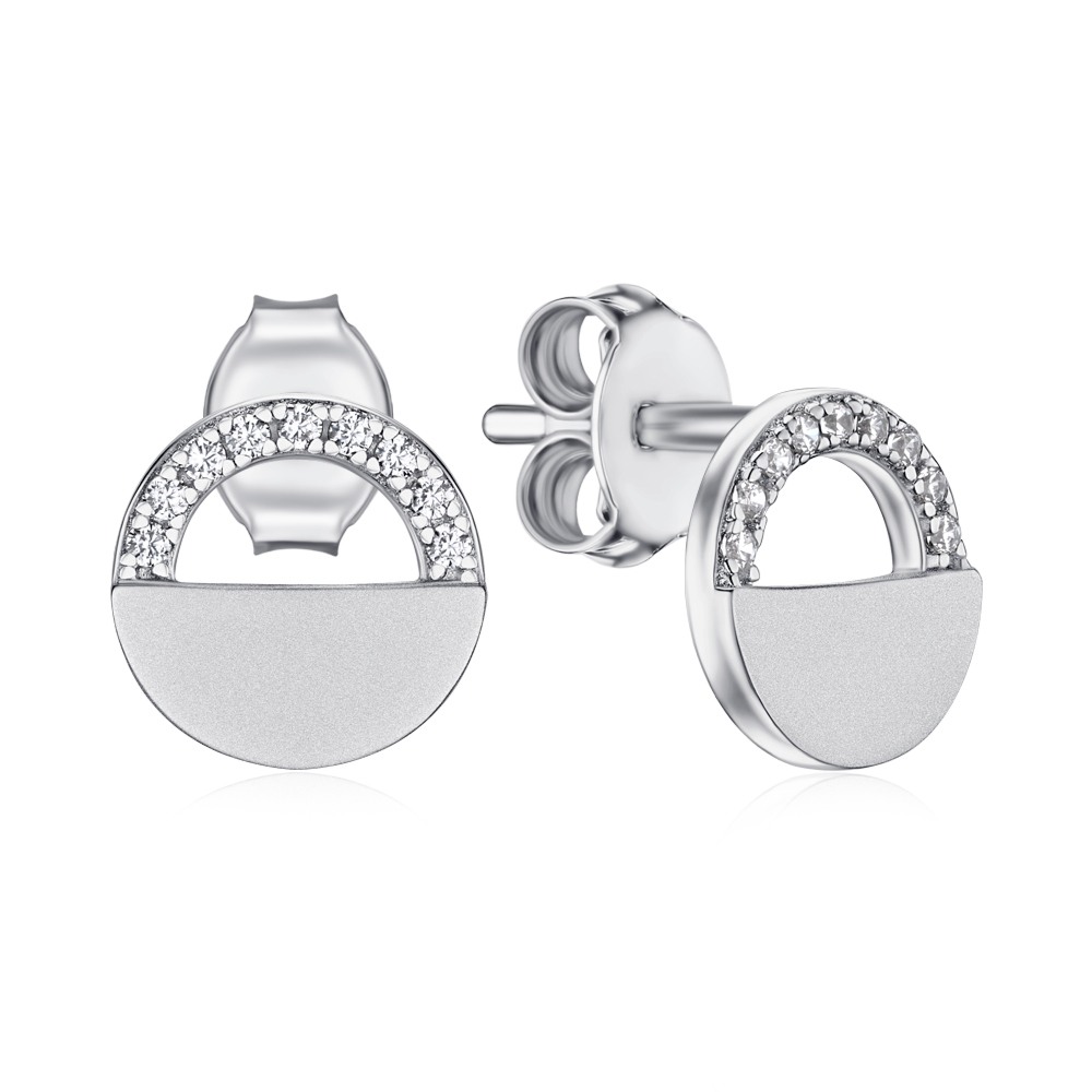 Срібні сережки-пусети з фіанітами GE02379A-E/12/1