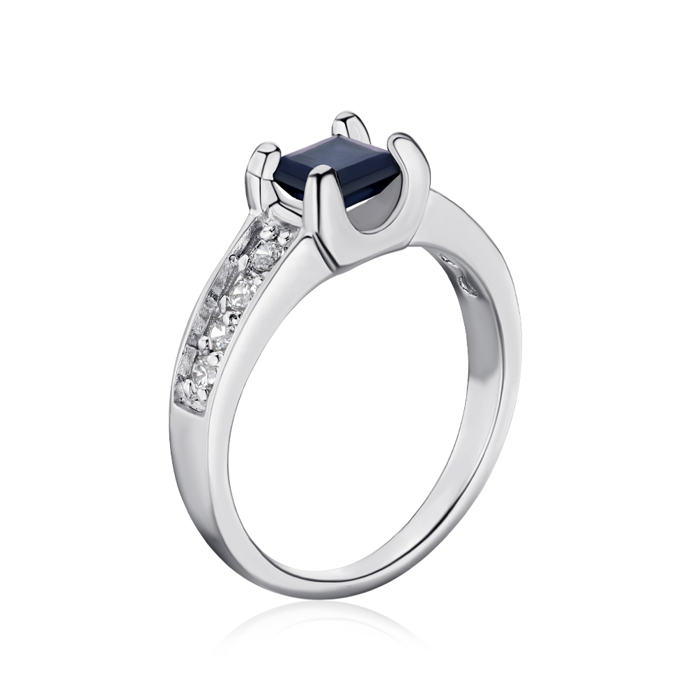 Срібна каблучка з сапфірами та фіанітами GRE2049-R/12/8825