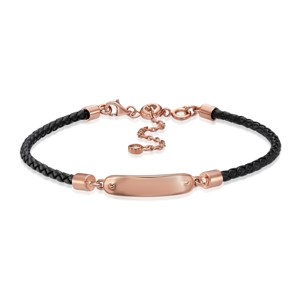 Кожаный браслет с фианитом. Артикул HC-273-ROSE-B/17/1