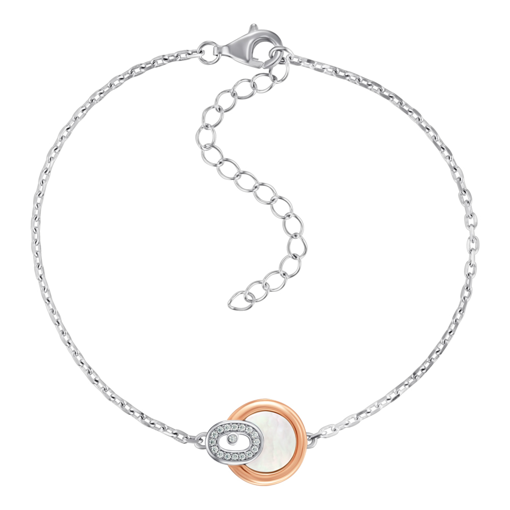 Серебряный браслет с перламутром и фианитами. Артикул HJB-2154-S-2-B/15/1090