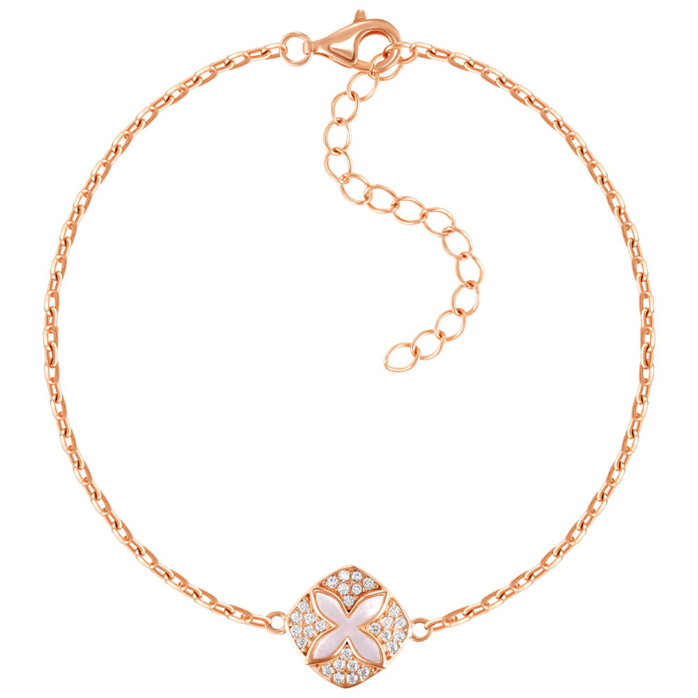 Срібний браслет з фіанітами та перламутром. Артикул HJB-2159-ROSE-B/17/1090