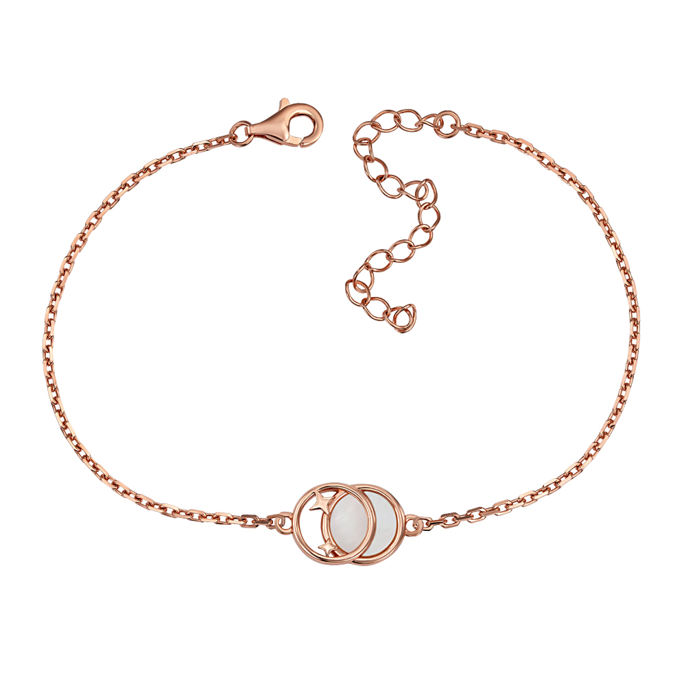 Серебряный браслет с позолотой и перламутром. Артикул HJB-853-ROSE-B/17/1783