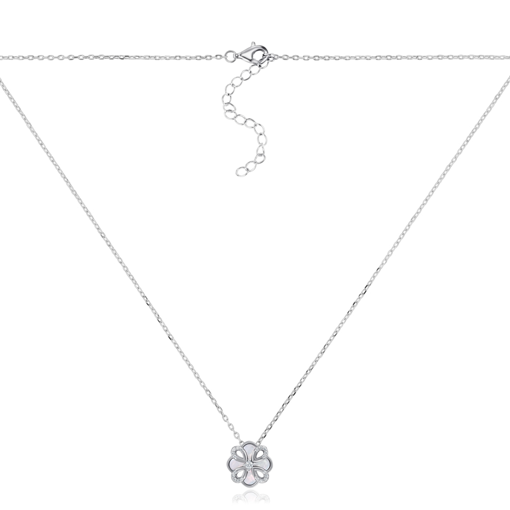 Серебряное колье с фианитами и перламутром. Артикул HJN-2157-S-K/12/1090