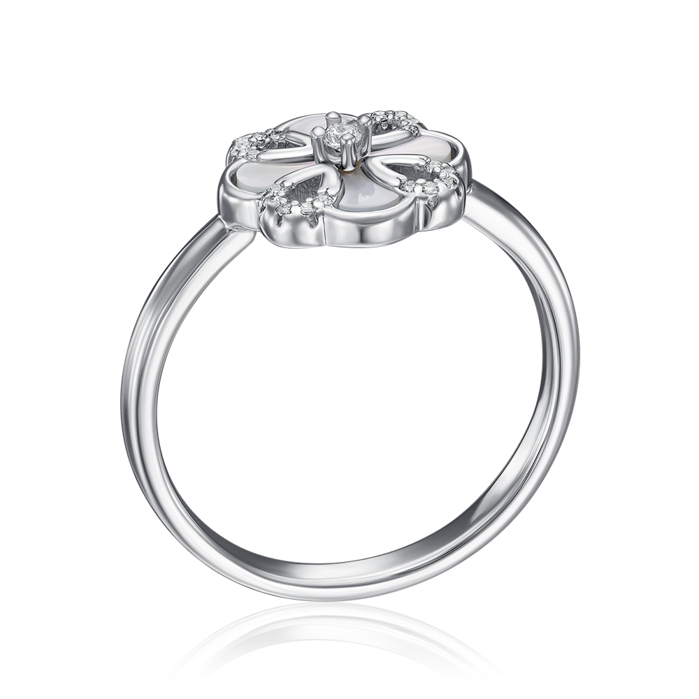 Серебряное кольцо с фианитами и перламутром. Артикул HJR-2157-S-R/12/1090
