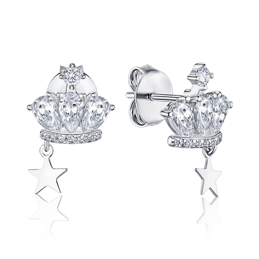 Срібні сережки з фіанітами JB02888-E/12/1