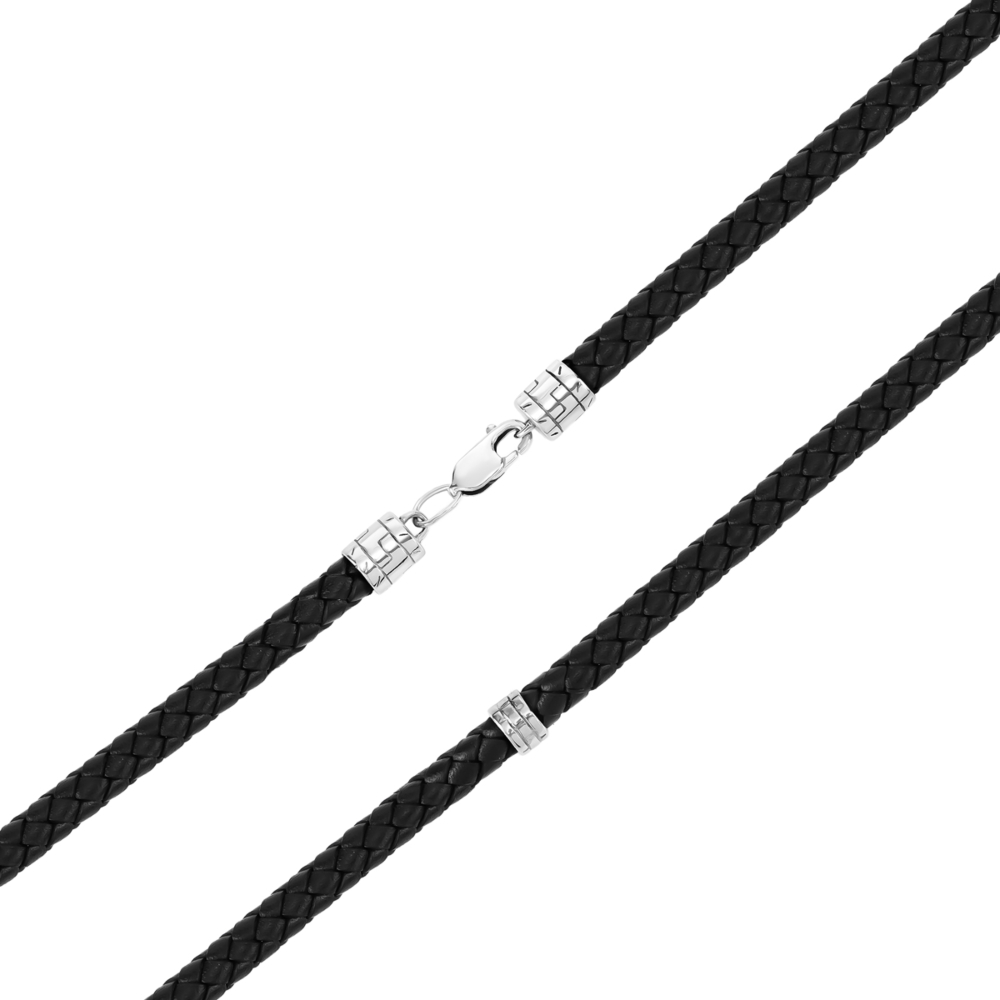 Ювелірний шнурок зі срібним замком. Артикул UG51320/255Rh