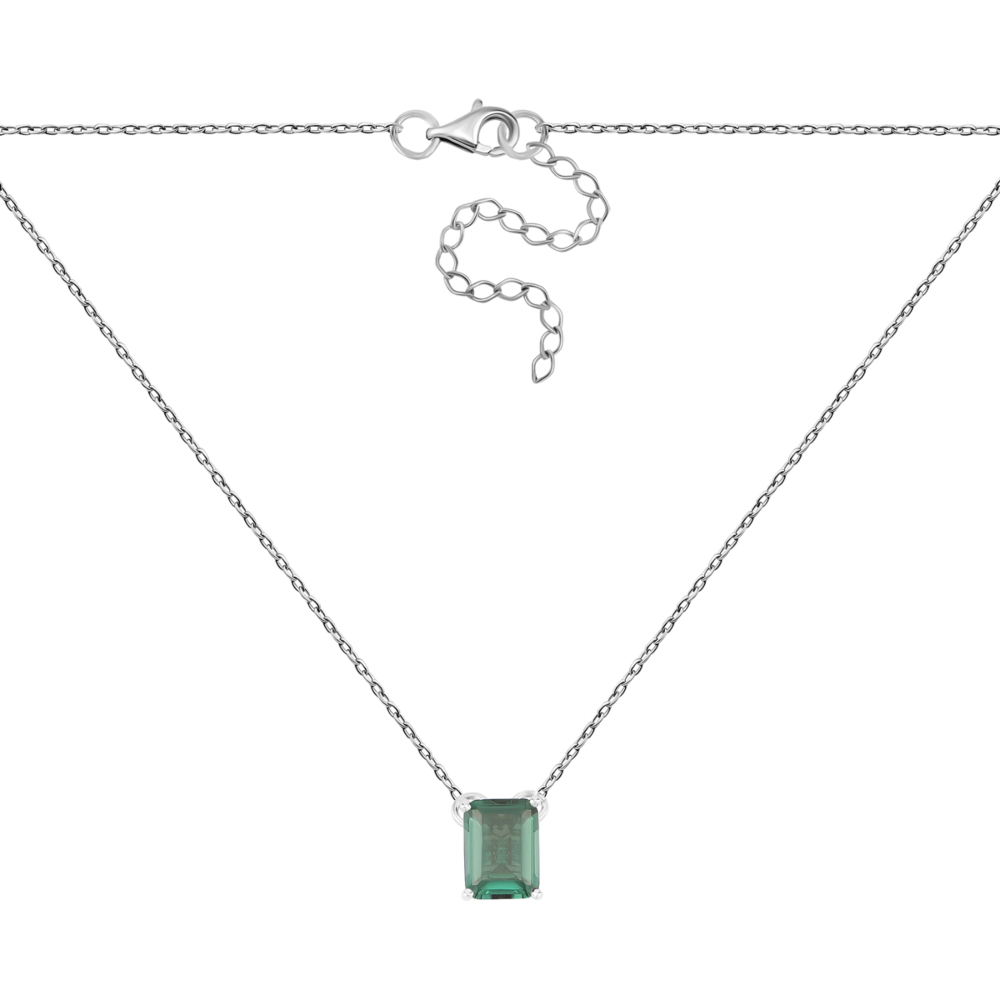 Серебряное колье с зеленым кварцем. Артикул UG58181р-QGR