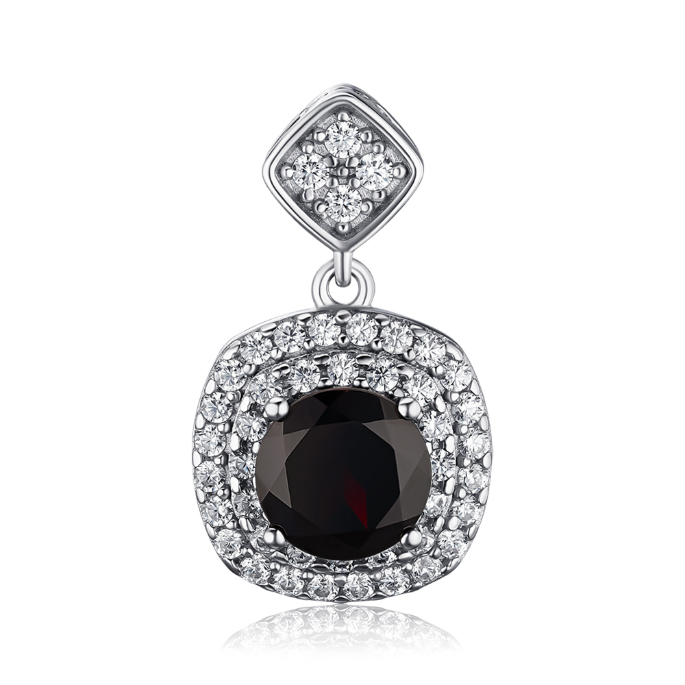 Срібна підвіска з фіанітами та гранатом KRS 599-GR-P/12/5079