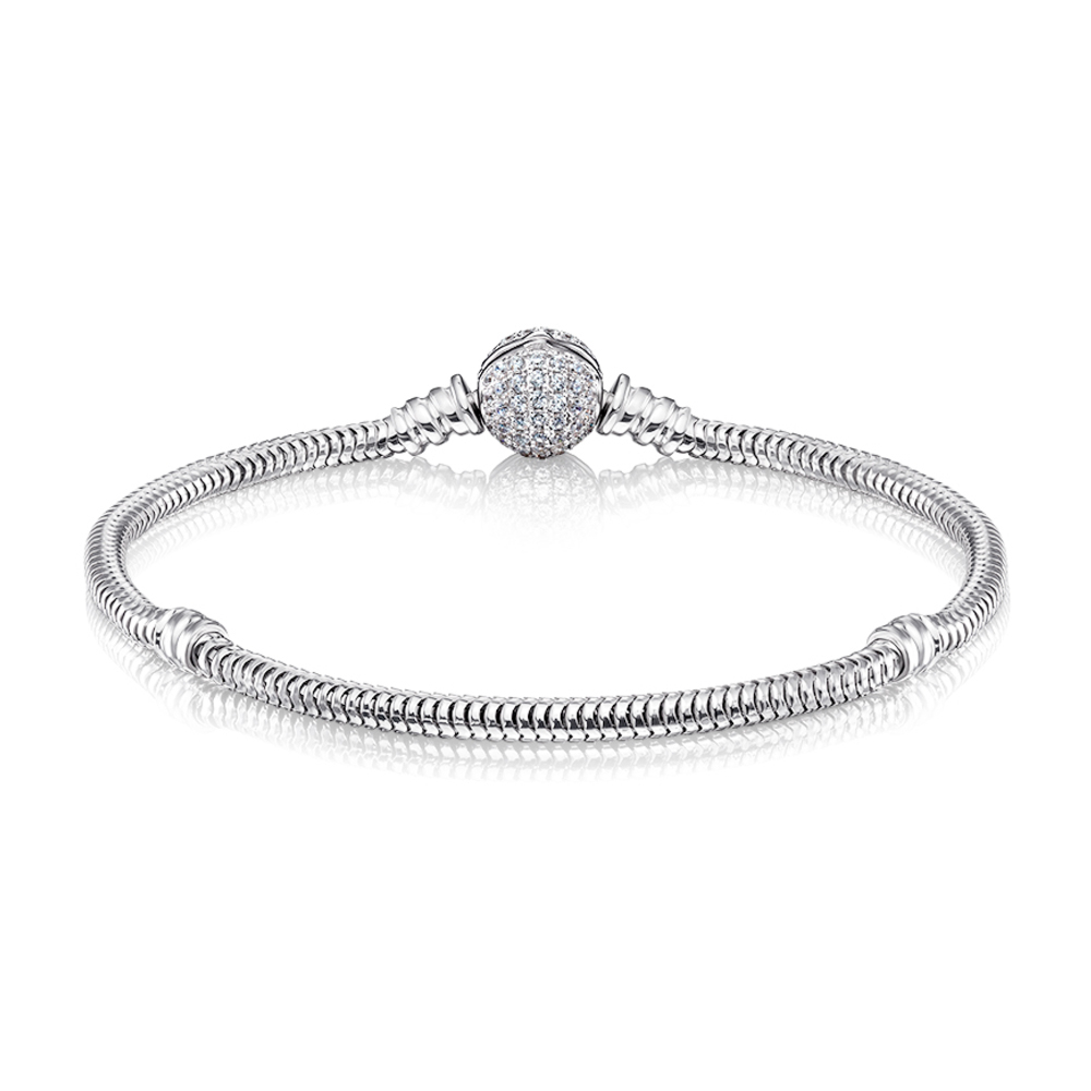 Серебряный браслет для бусин с фианитами. Артикул MB10547AA-B/12/1