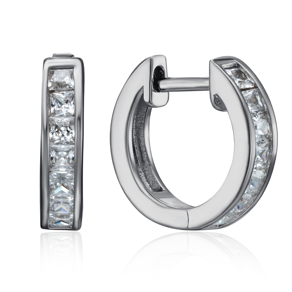 Серебряные серьги-конго с фианитами. Артикул ME15268A-E/12/1