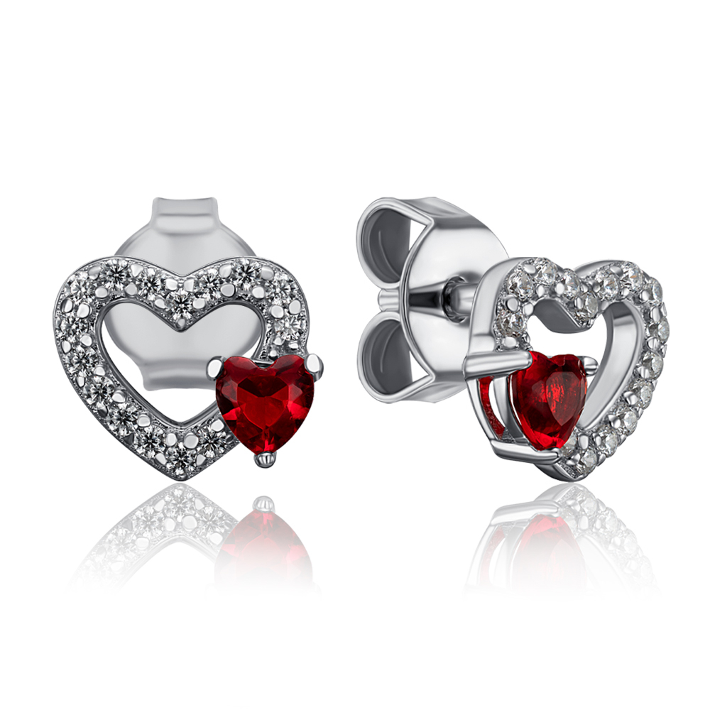 Серебряные пуссеты с фианитами. Артикул ME15354A-E/12/1514