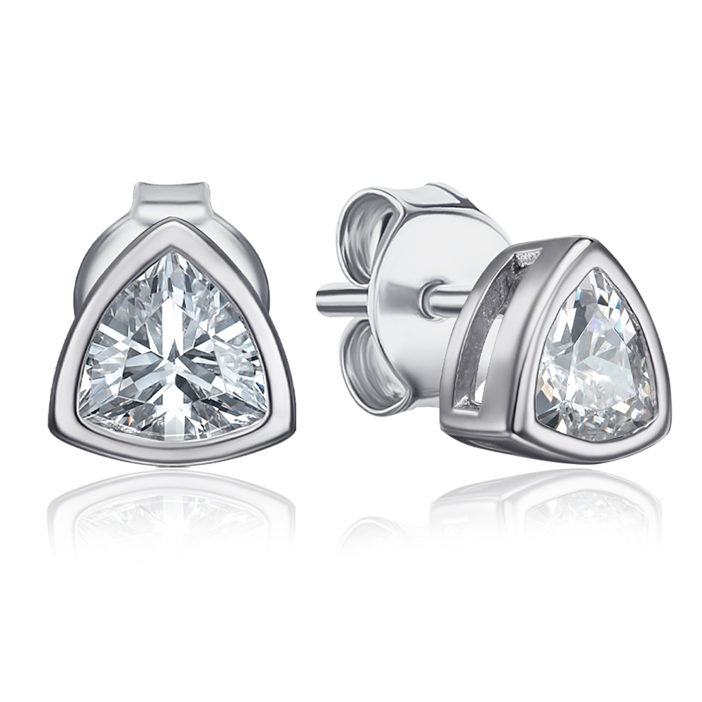 Серебряные пуссеты с фианитом. Артикул ME15373A-E/12/1