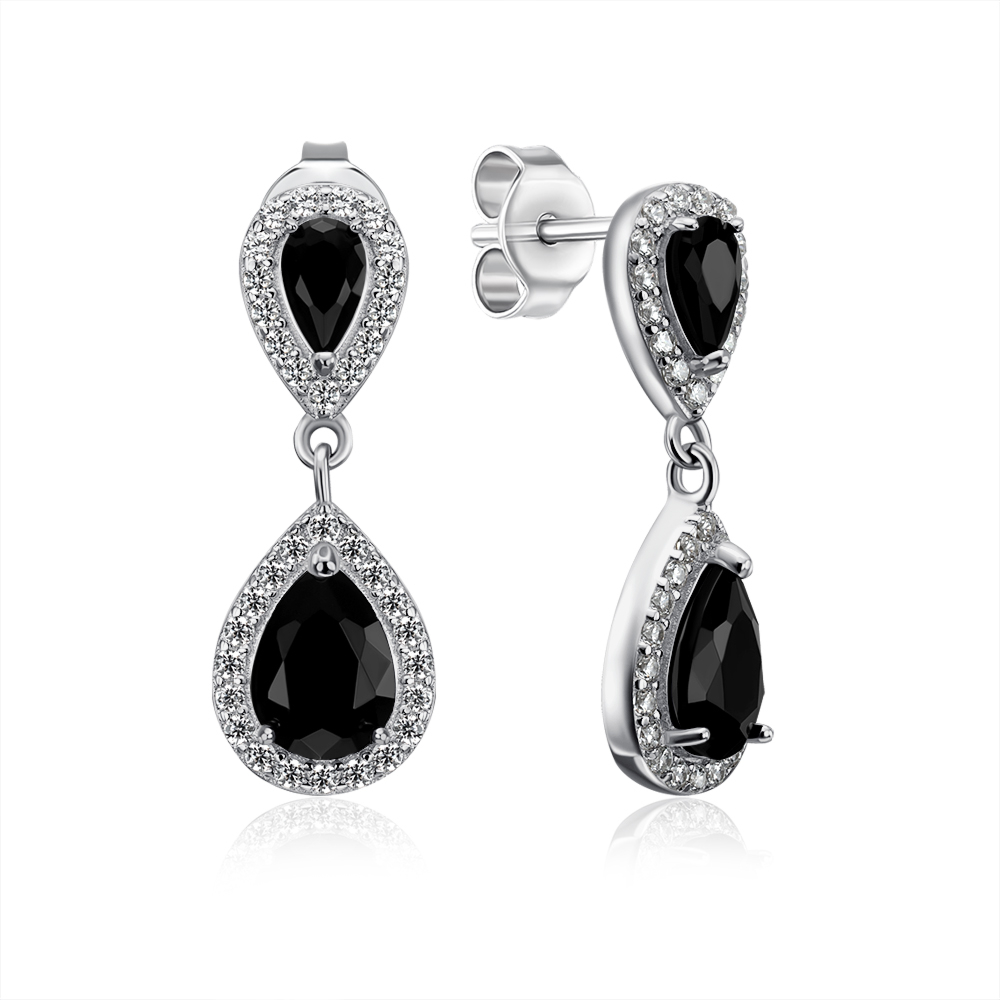 Серебряные серьги-подвески с фианитами. Артикул ME15536A-E/12/7