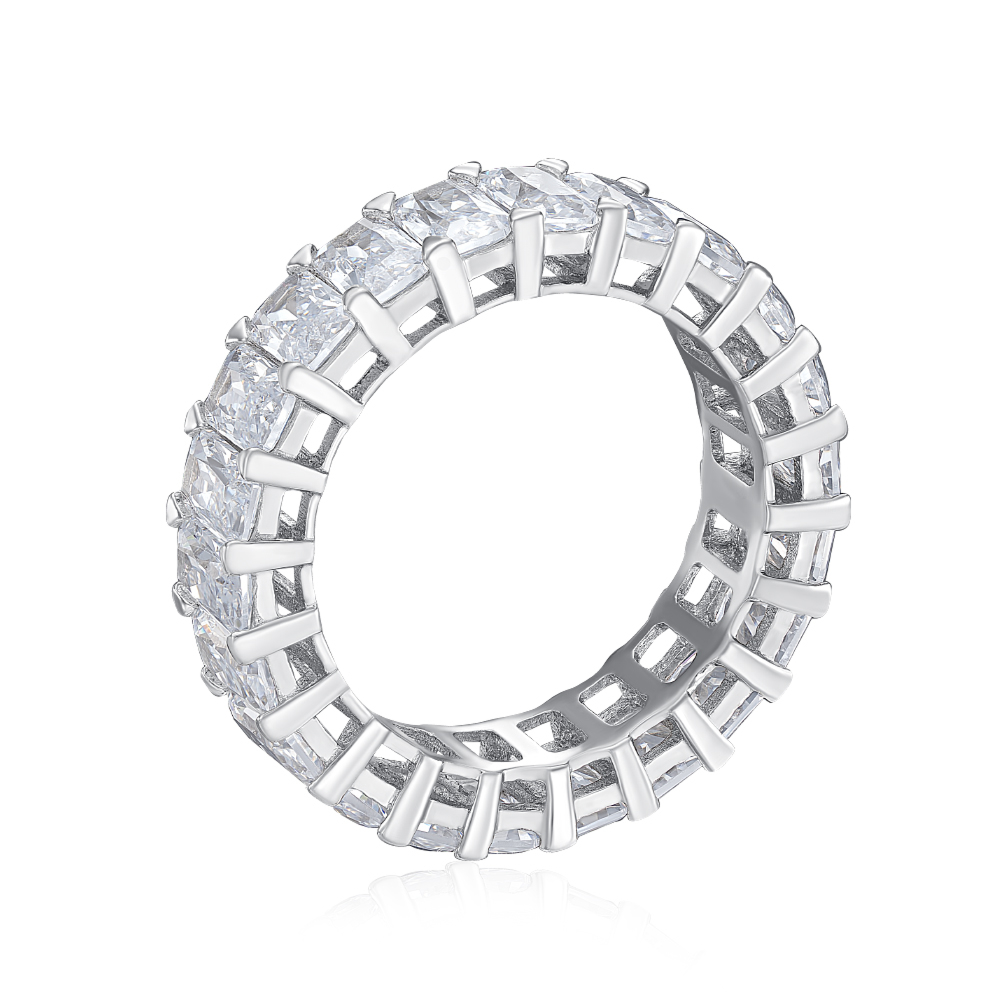 Серебряное кольцо с фианитами. Артикул MM120010-S-W-WH-R/12/1