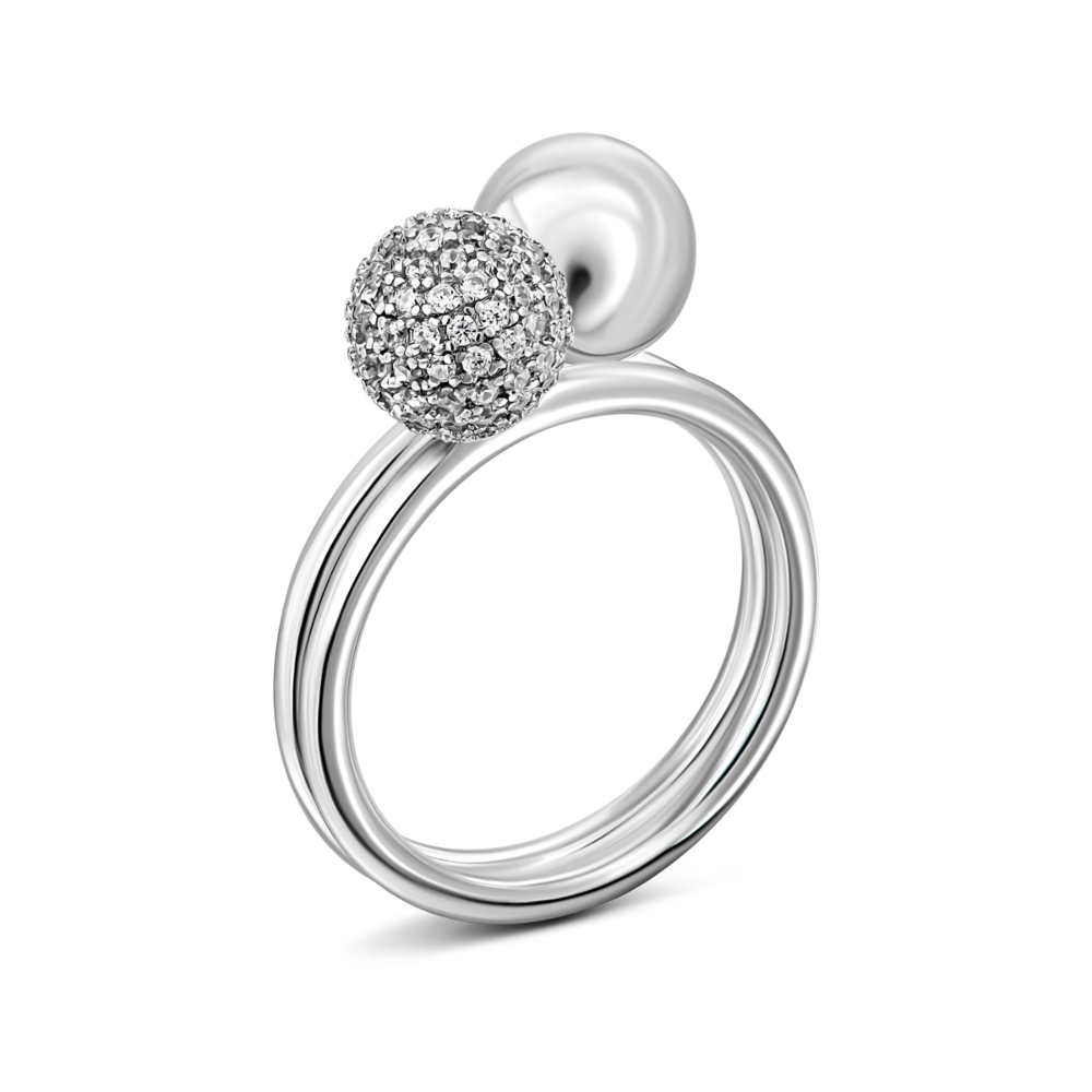 Наборное серебряное кольцо с фианитами.Артикул UG5R32218-BM(wbp)