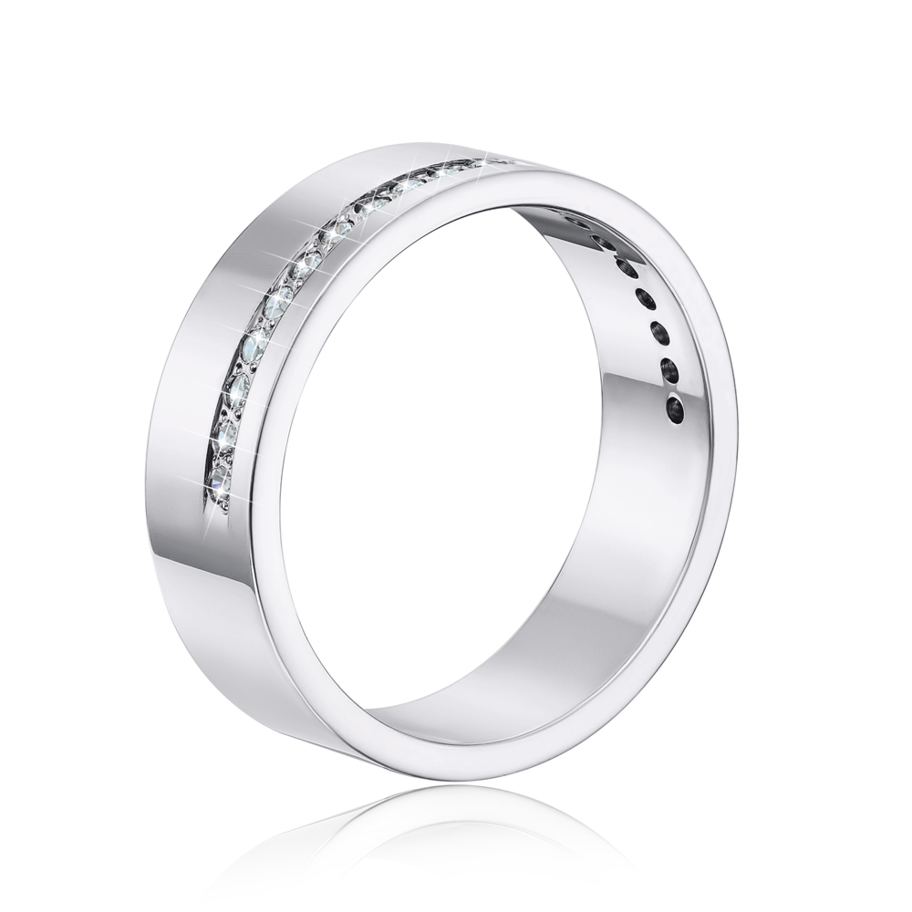 Обручальное кольцо с фианитами. Артикул 1078б