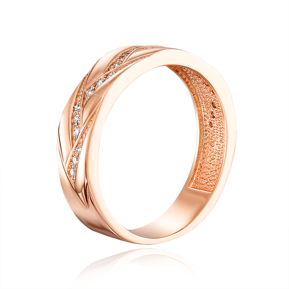 Обручальное золотое кольцо с бриллиантами. Артикул 100014/01/0/9807