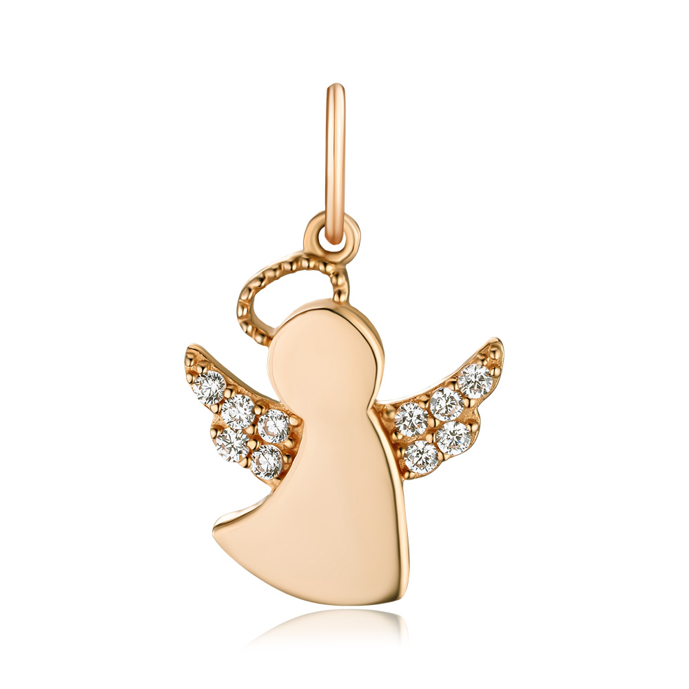 Золотая подвеска «Ангел» с фианитами P-159-P/01/1