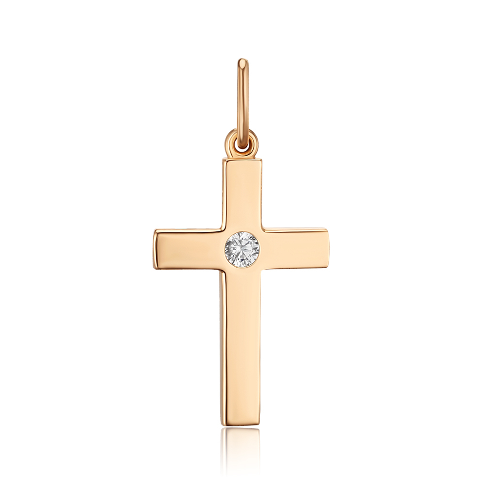 Золотий хрестик з фіанітом P-162-P/01/1