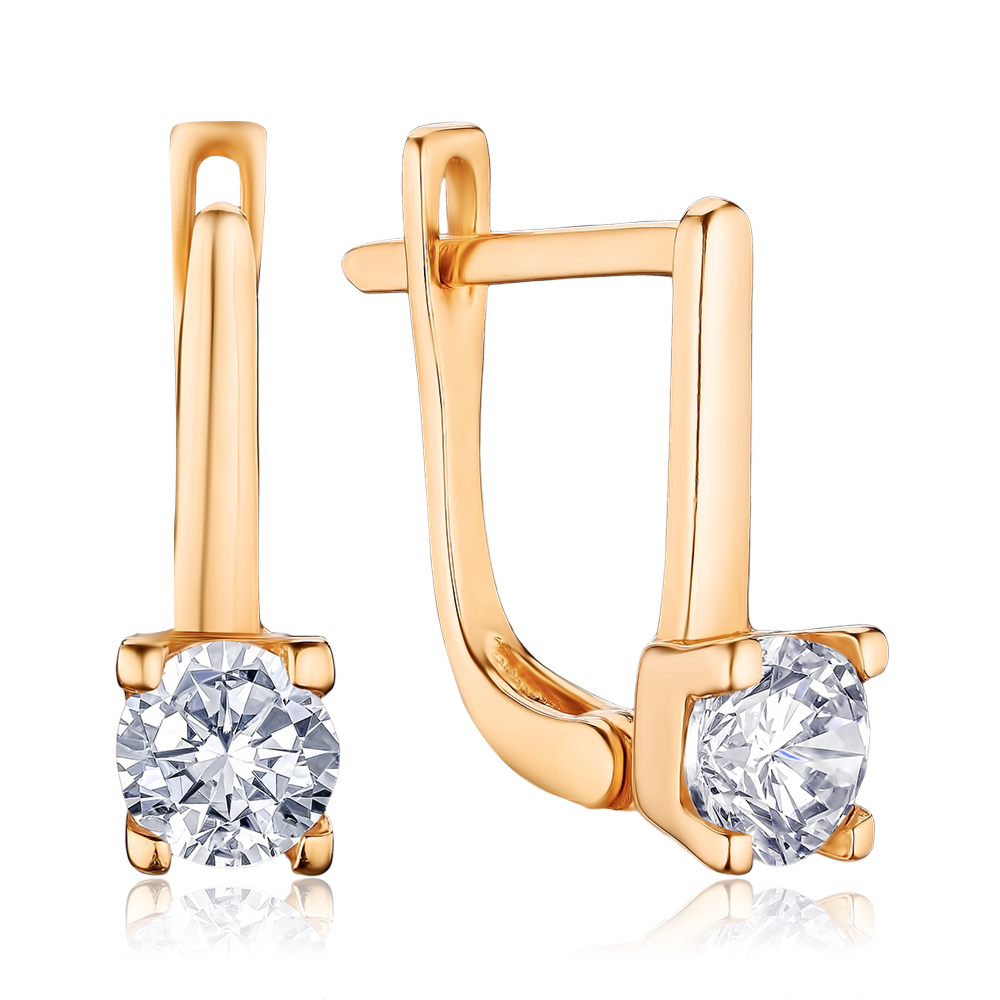 Золоті сережки з фіанітом P-1632-E/01/1