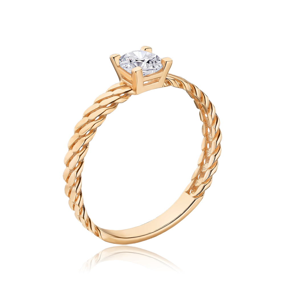 Золота каблучка з фіанітом P-1775-R/01/1