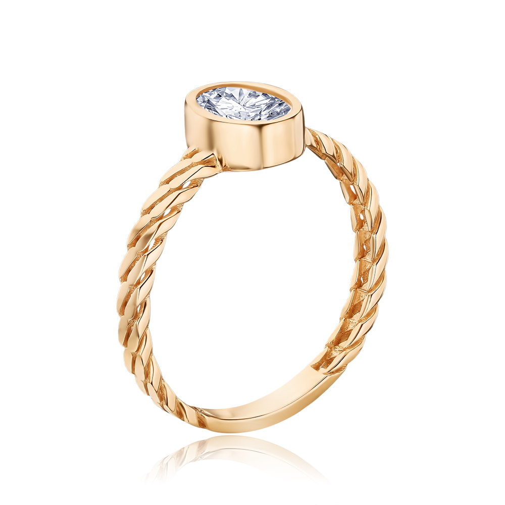 Золота каблучкуа з фіанітом P-1778-R/01/1