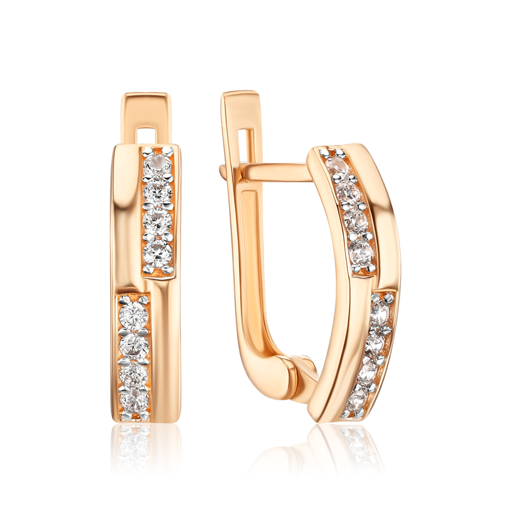 Золотые серьги с фианитами P-1896-E/01/1