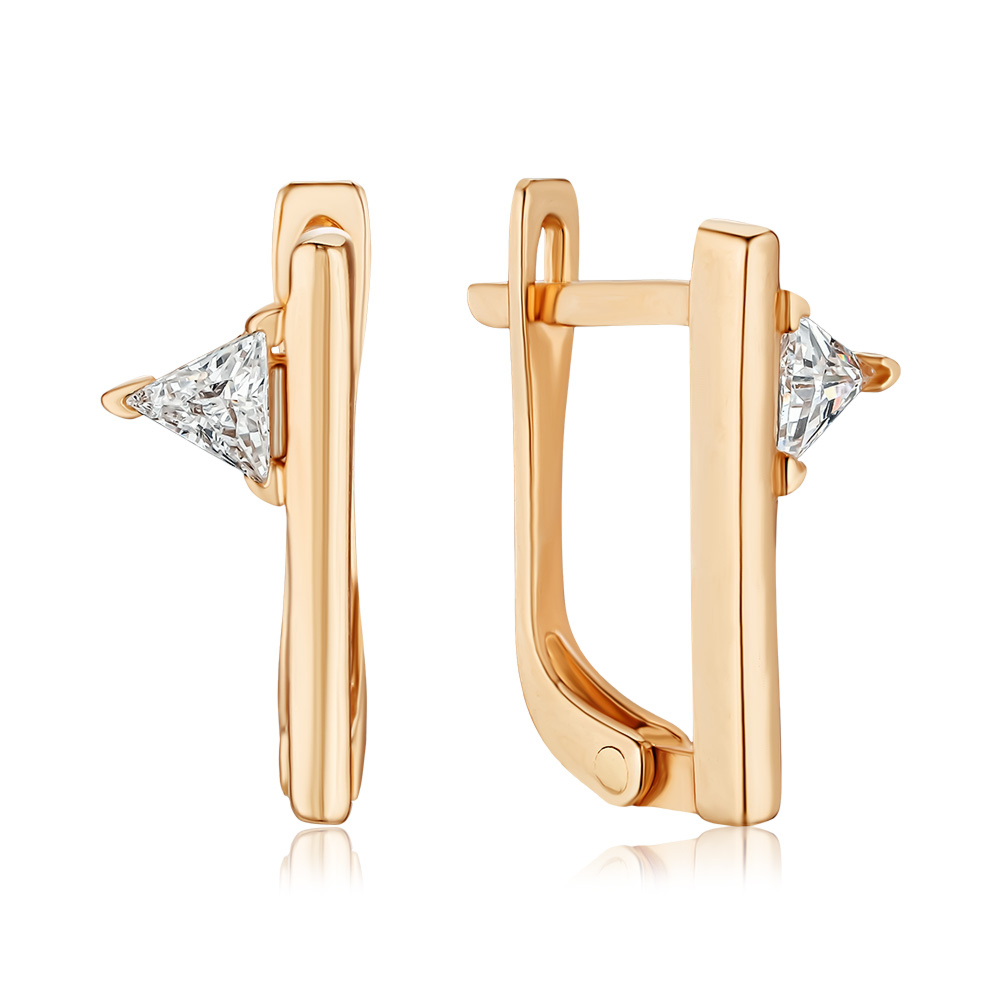 Золотые серьги с фианитом P-1905-E/01/1