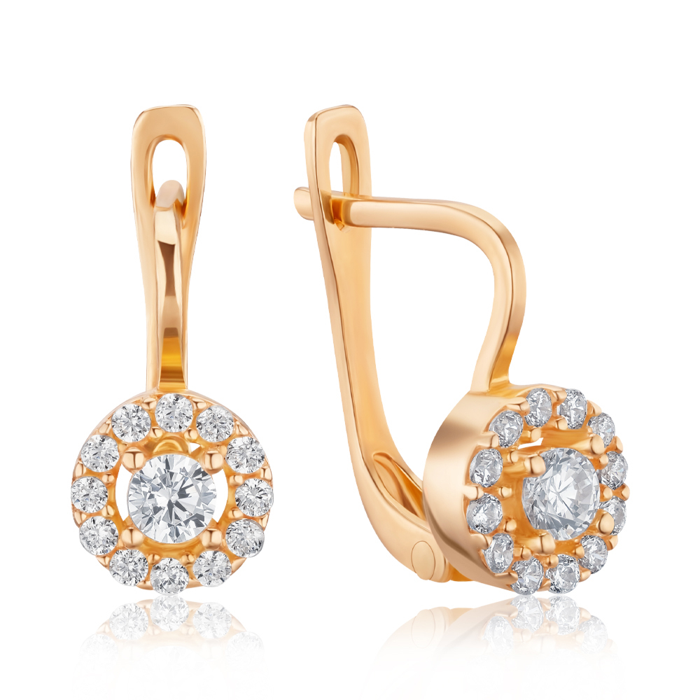 Золоті сережки з фіанітами P-1908-E/01/1