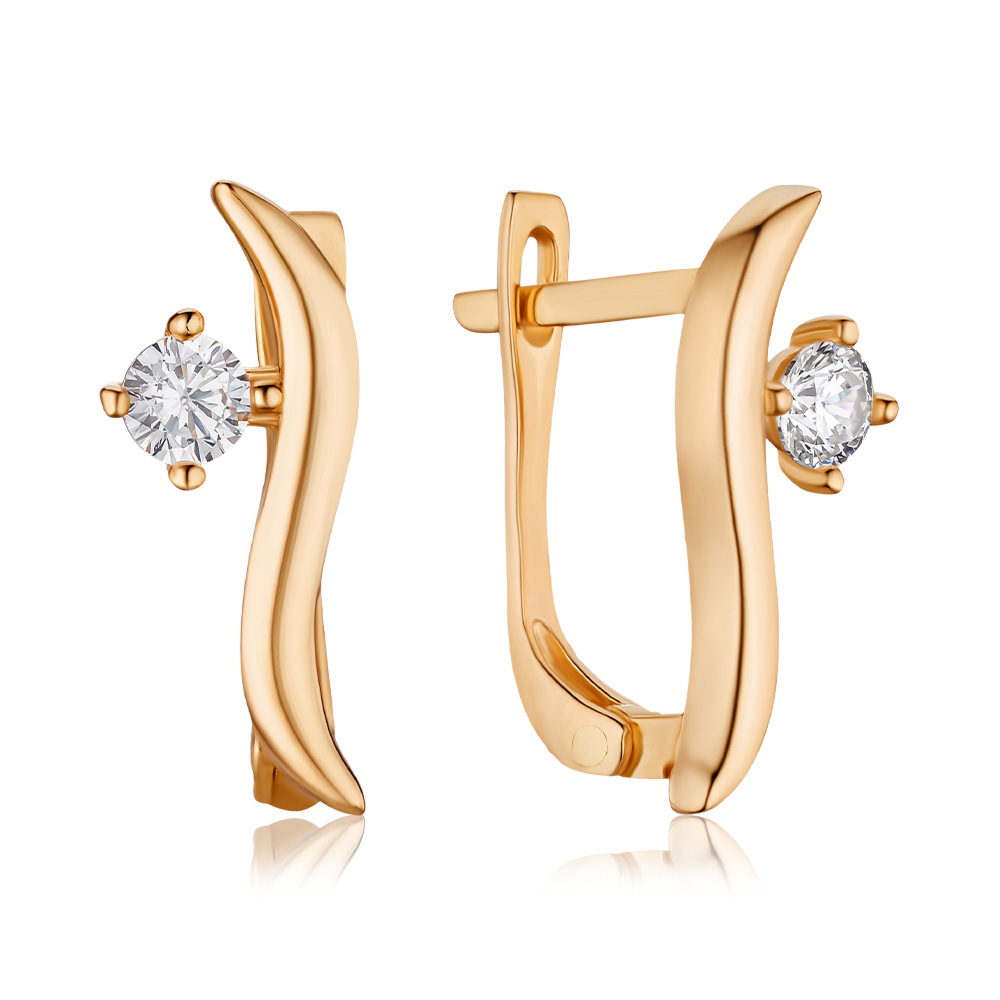 Золоті сережки з фіанітом P-1910-E/01/1