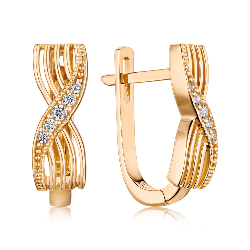 Золотые серьги с фианитами P-1934-E/01/1