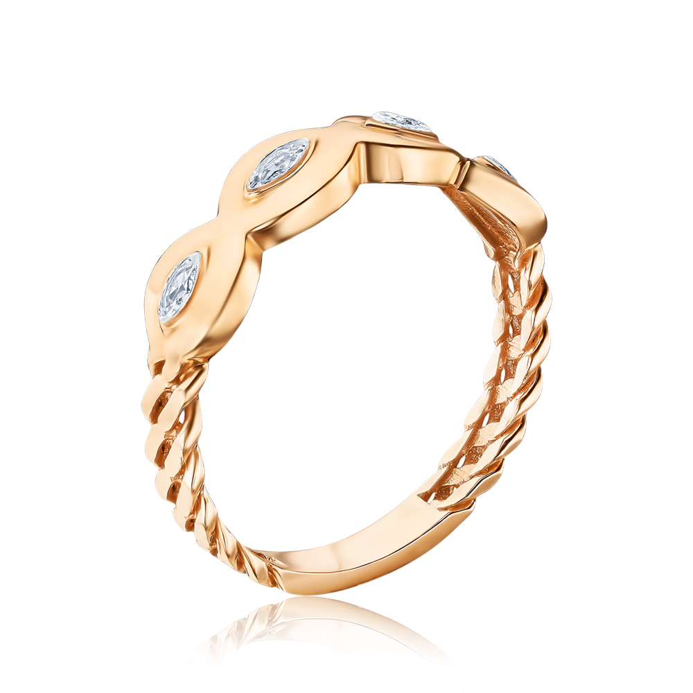 Золота каблучка з фіанітами P-1990-R/01/1
